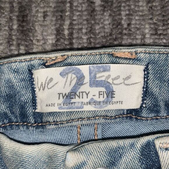 Free People Women Light Blue Stretch Zippered Pocketed Skinny High Waist Jeans 2 - Picture 2 of 9